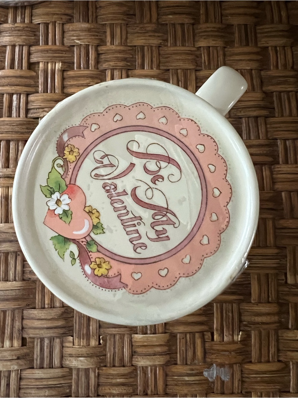 Country Kids White Ceramic 'Be My Valentine' Mug with Brown Script